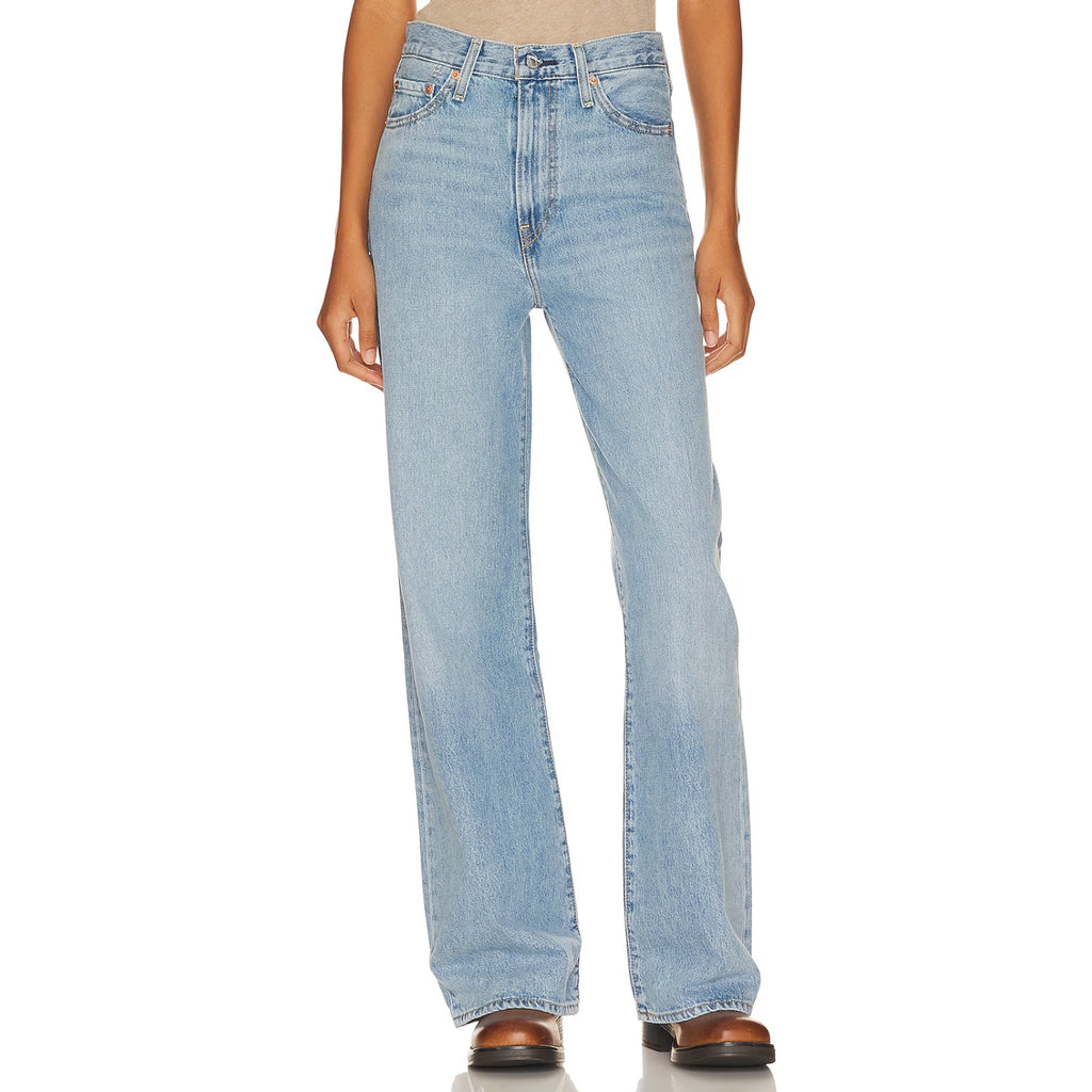 Levi's Womens Ribcage Wide Leg Jeans 26x32 Size 2 Light Blue A6081-0002 NWT