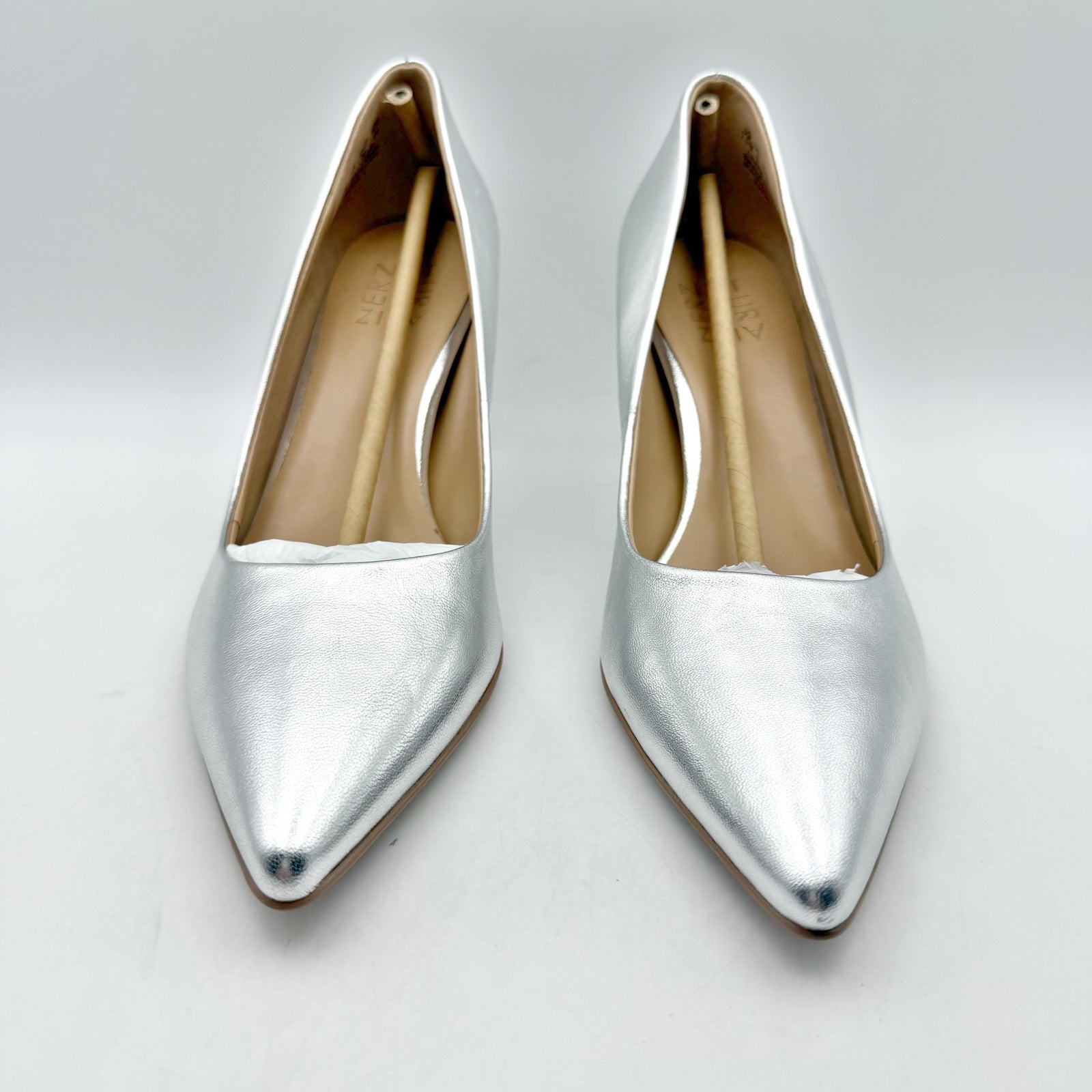 Naturalizer Womens Everly Pumps US 7.5 M EU 38 Silver Metallic Leather NIB