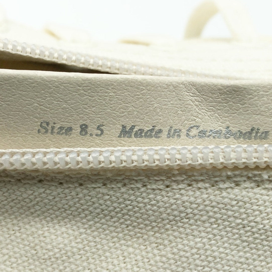 Dolce Vita Womens Combat Boots Size 8.5 Stacked Heel Off White Canvas NWOB