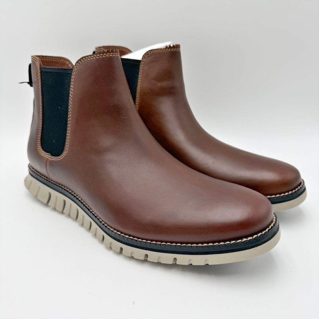 Cole Haan Mens Zerogrand Chelsea Boots Size 8.5 M Brown Leather Waterproof NIB
