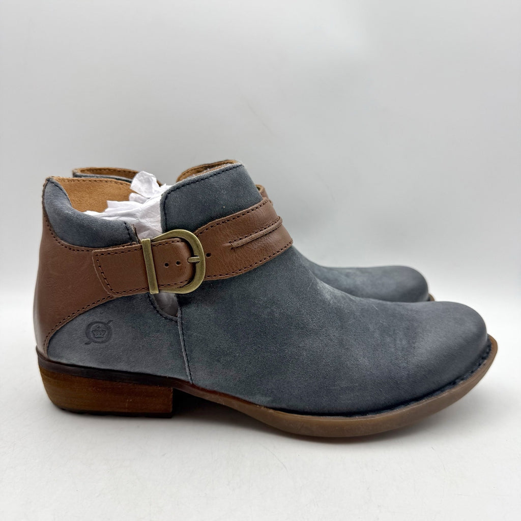 Born Womens Kati Ankle Booties US 8 M Blue Brown Leather NWOB