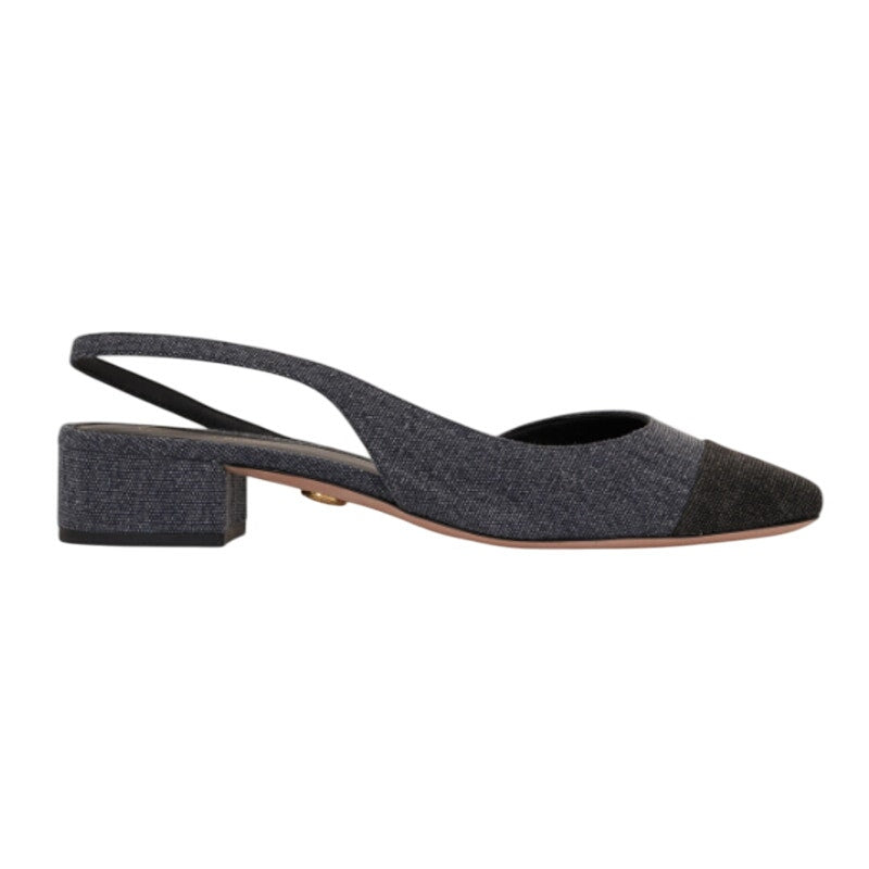 Veronica Beard Womens Cecile Denim Cap Toe Slingback Heel US 8 M Blue Black NWOB