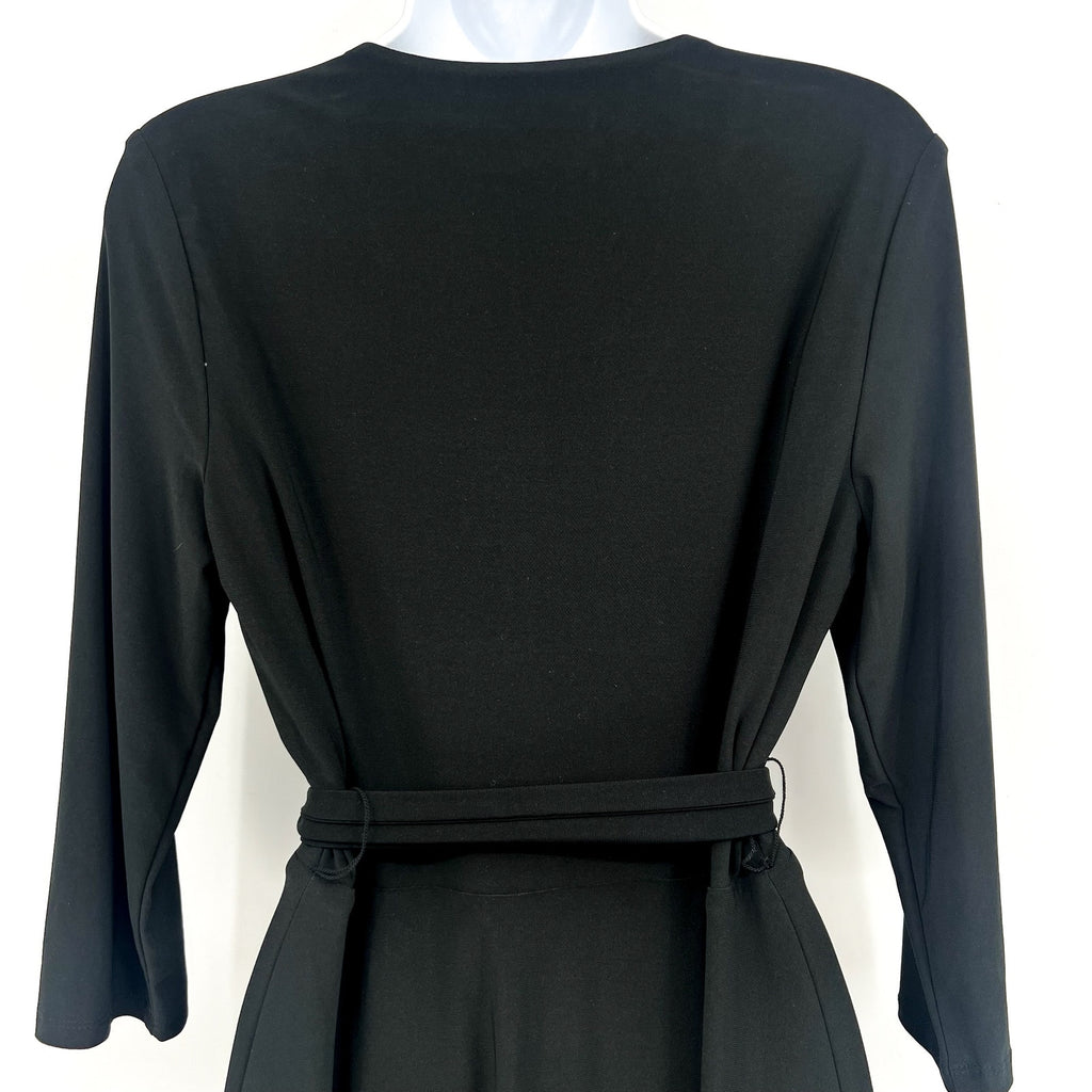 LAUREN RALPH LAUREN Surplice Jersey Dress Size 6 Black 3/4 Sleeves Belted NWT