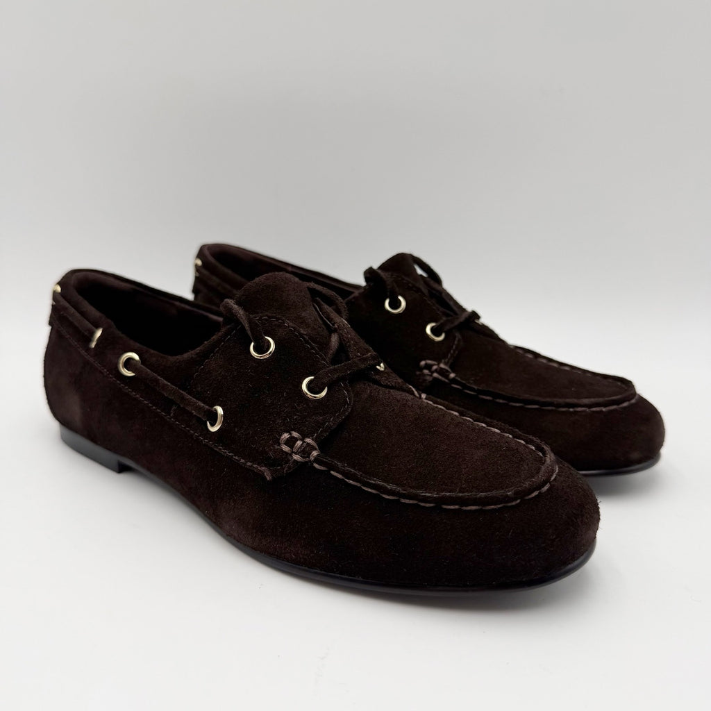 Madewell Womens Jamie Boat Shoes Size 7 EU 37.5 Dark Brown Suede NIB
