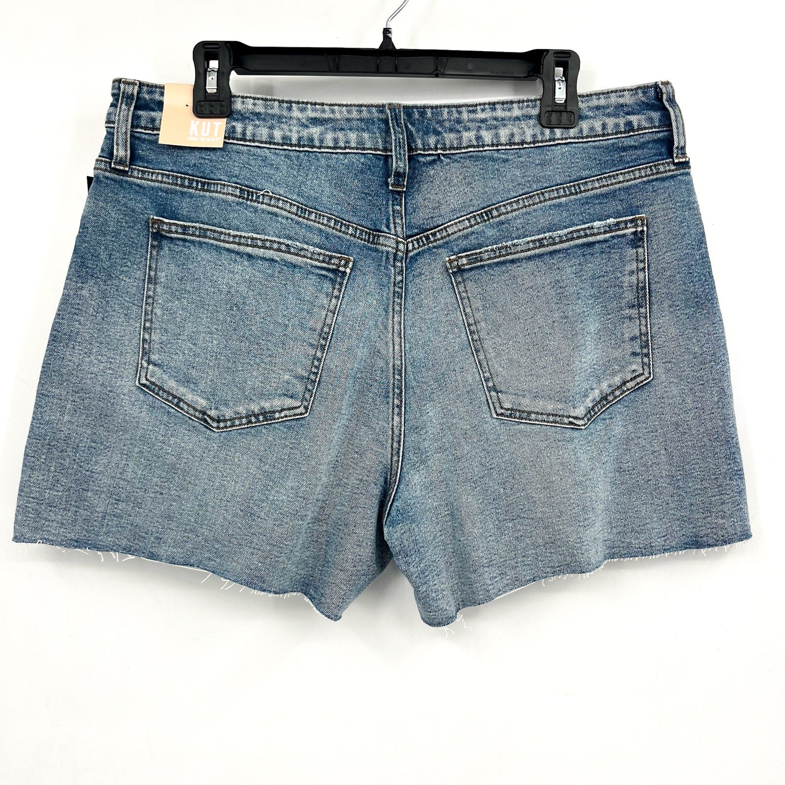 KUT FROM THE KLOTH Taylor Jean Shorts Size 12 Freedom Blue High Rise Raw Hem NWT