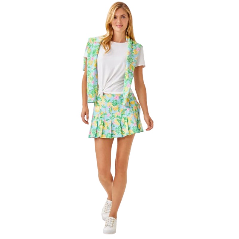 LILLY PULITZER Luxletic Annora Skort Small Bluette Make Lemonade UPF 50+ NWT