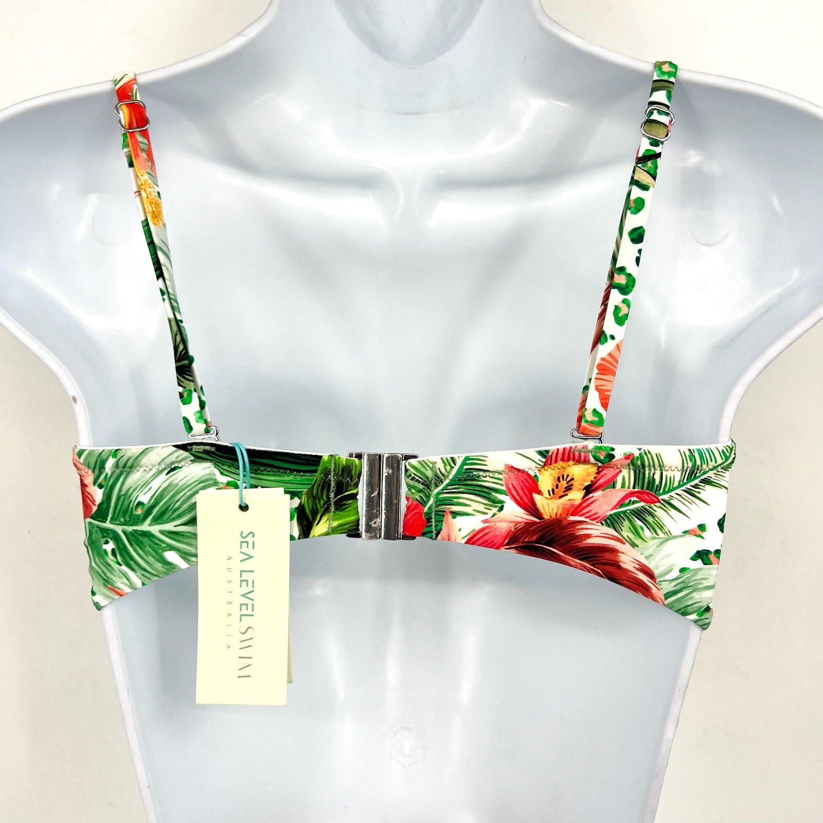 SEA LEVEL SWIM Dolce Twist Bandeau Bikini Top Size 6 Green Multi Print NWT
