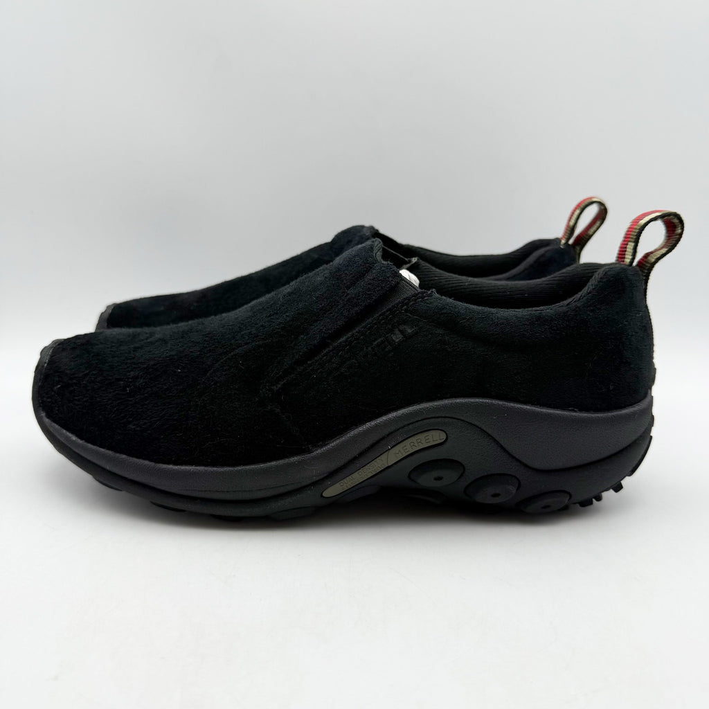 MERRELL Womens Jungle Moc Toe Shoes US 7 M Black Midnight Suede Slip On NIB
