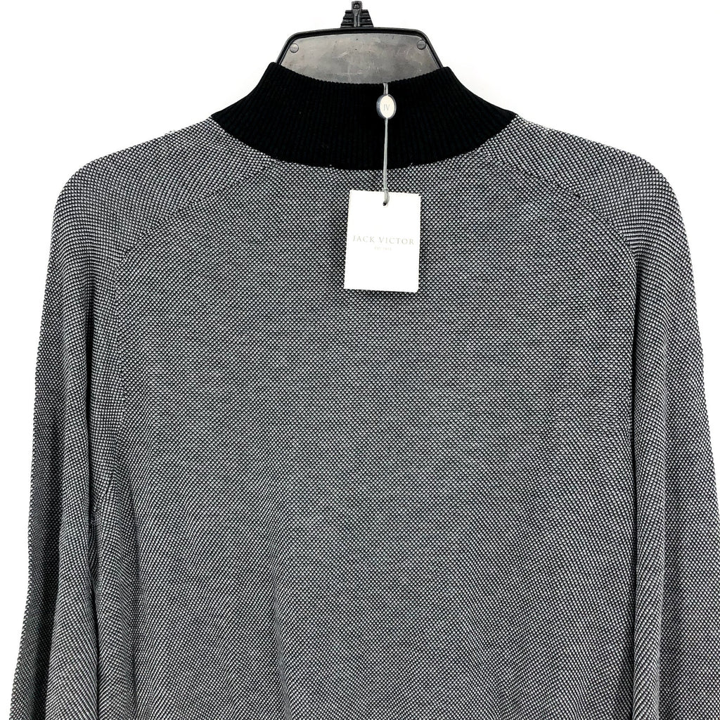 JACK VICTOR Men's Valois 1/4 Zip Sweater Large Black Pullover Cotton Silk NWT