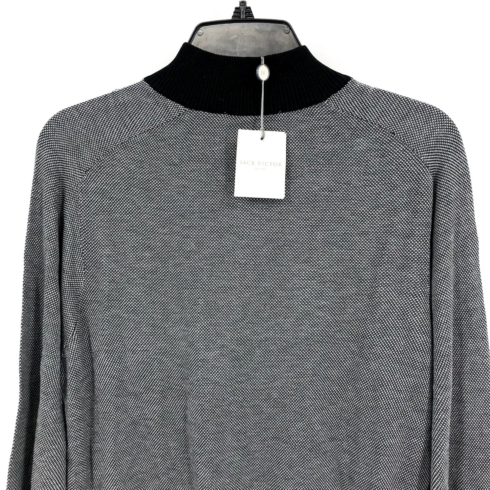 JACK VICTOR Men's Valois 1/4 Zip Sweater Large Black Pullover Cotton Silk NWT