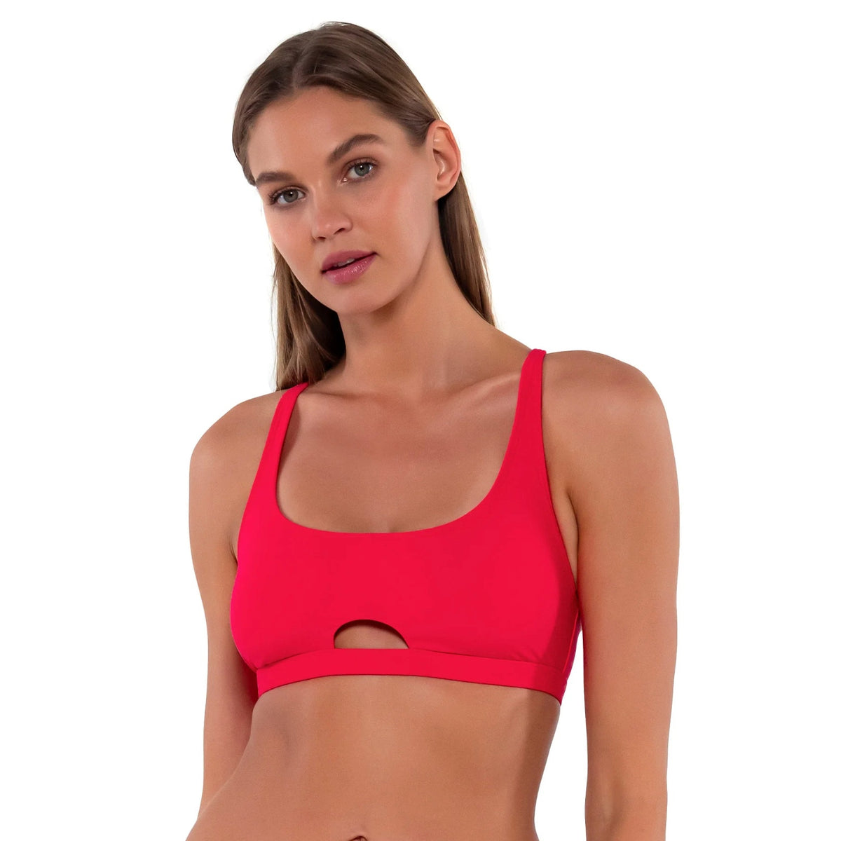 SUNSETS Women's Brandi Bralette Swim Top Small Red Geranium Multi-Wear NWT