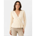 DANIEL RAINN Womens Pleated Peplum Blouse XS Ivory Long Sleeve Stitchfix NWT