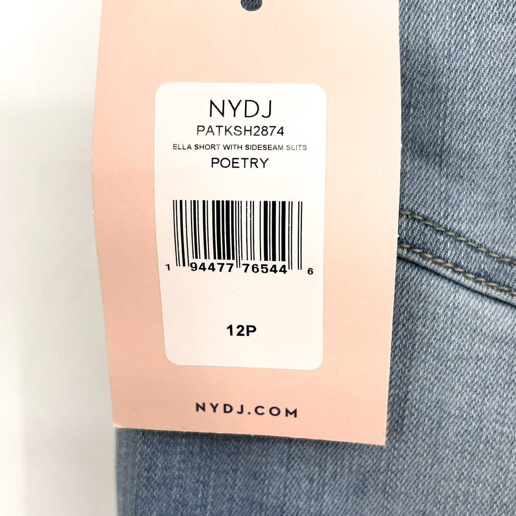 NYDJ Womens Ella Denim Shorts Size 12 PETITE Light Blue Poetry 8" Inseam NWT