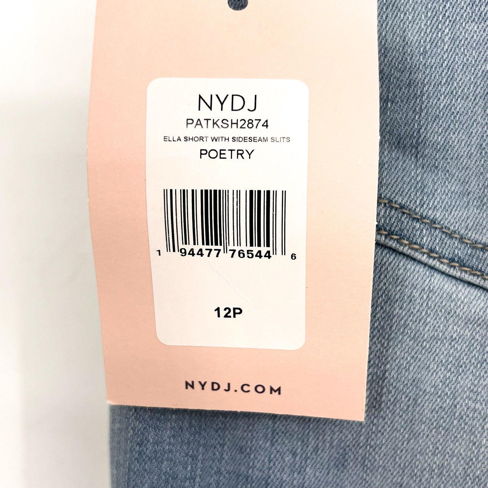 NYDJ Womens Ella Denim Shorts Size 12 PETITE Light Blue Poetry 8" Inseam NWT