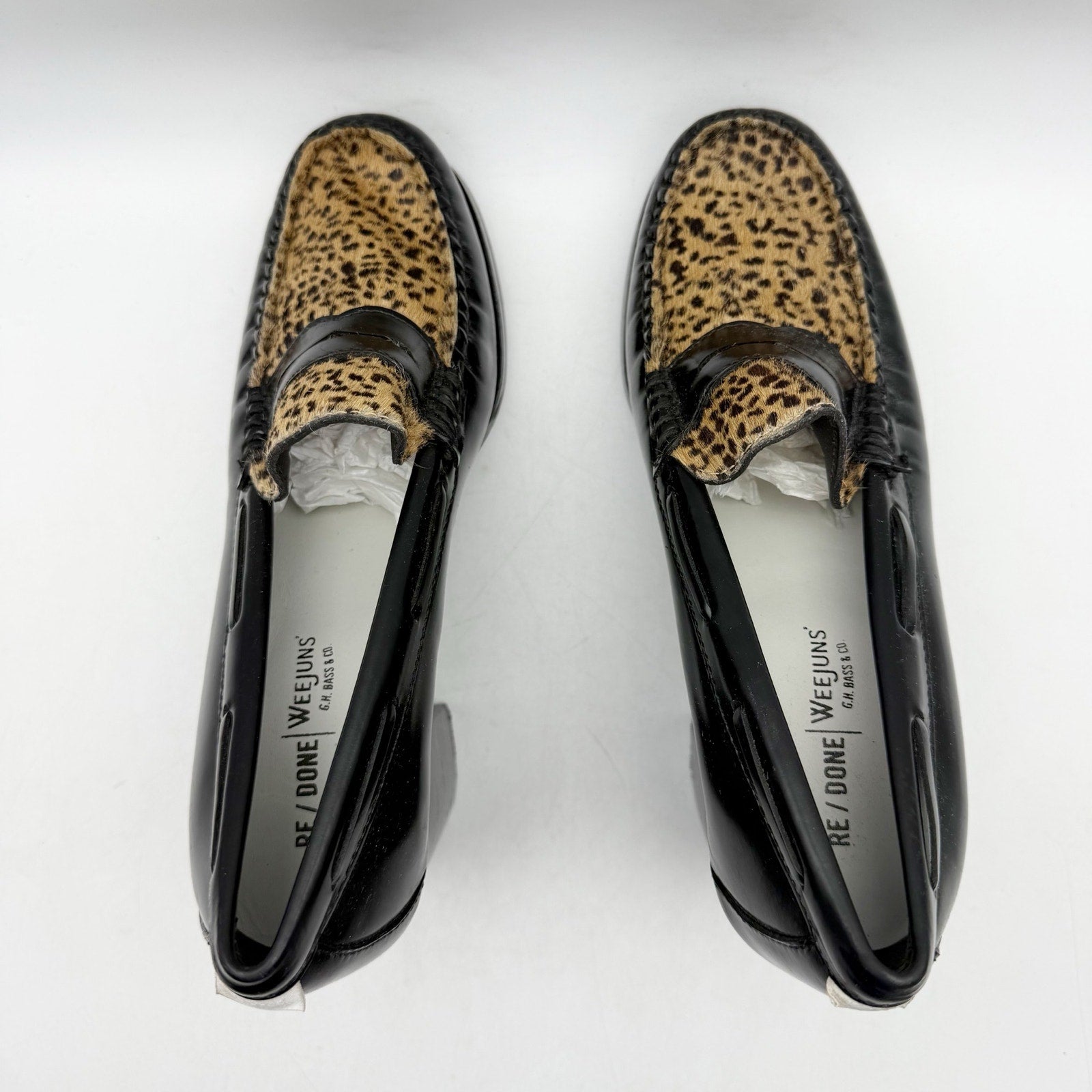 RE/DONE Womens Winsome Heel Loafers US 7 M Black Brown Calf Hair Leather NWOB