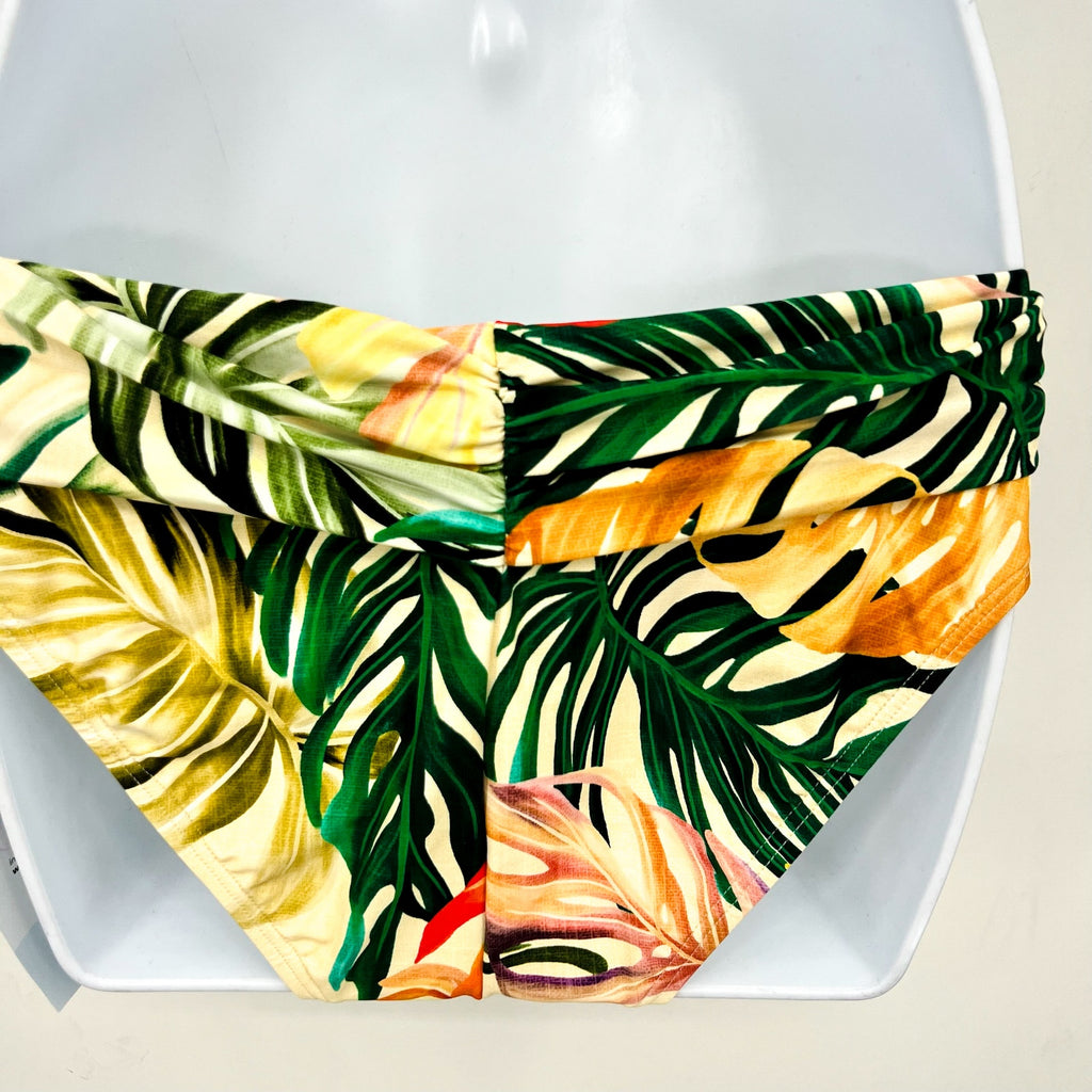 SUNSETS Women's Unforgettable Hipster Bikini Bottom Small Yellow Print NWT