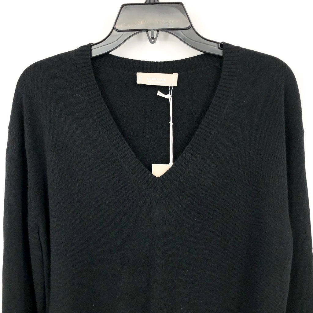Everlane Womens The Classic V Cashmere Sweater Small Black Long Sleeve NWT
