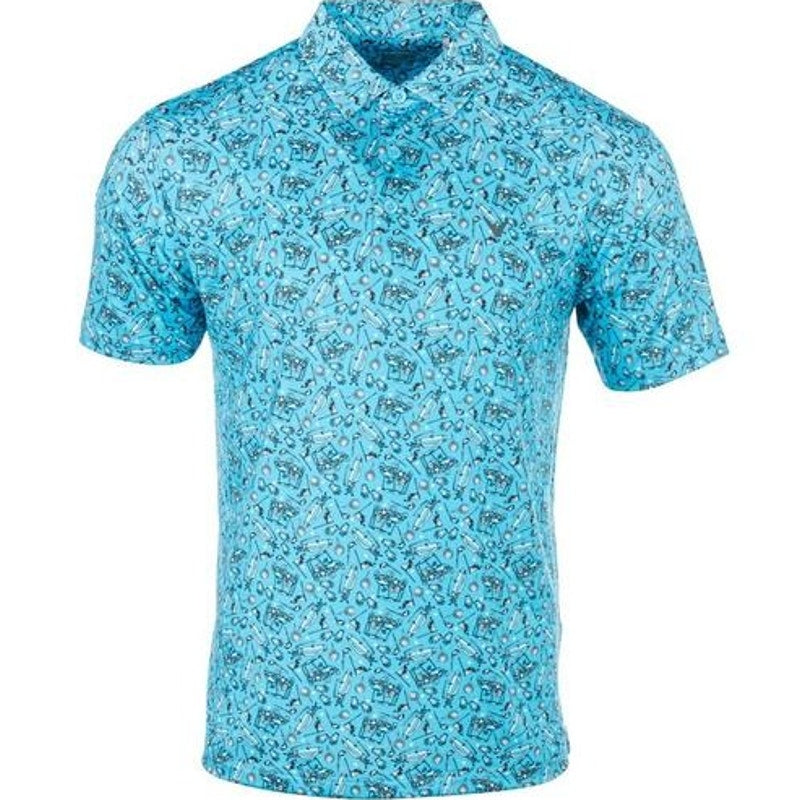 CALLAWAY Men's Opti Dri All Over Golf Polo Shirt Large River Blue Printed NWT