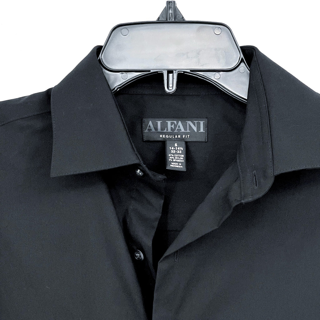 ALFANI Men's Regular-Fit Button Down Dress Shirt Small Black Long Sleeve NWT