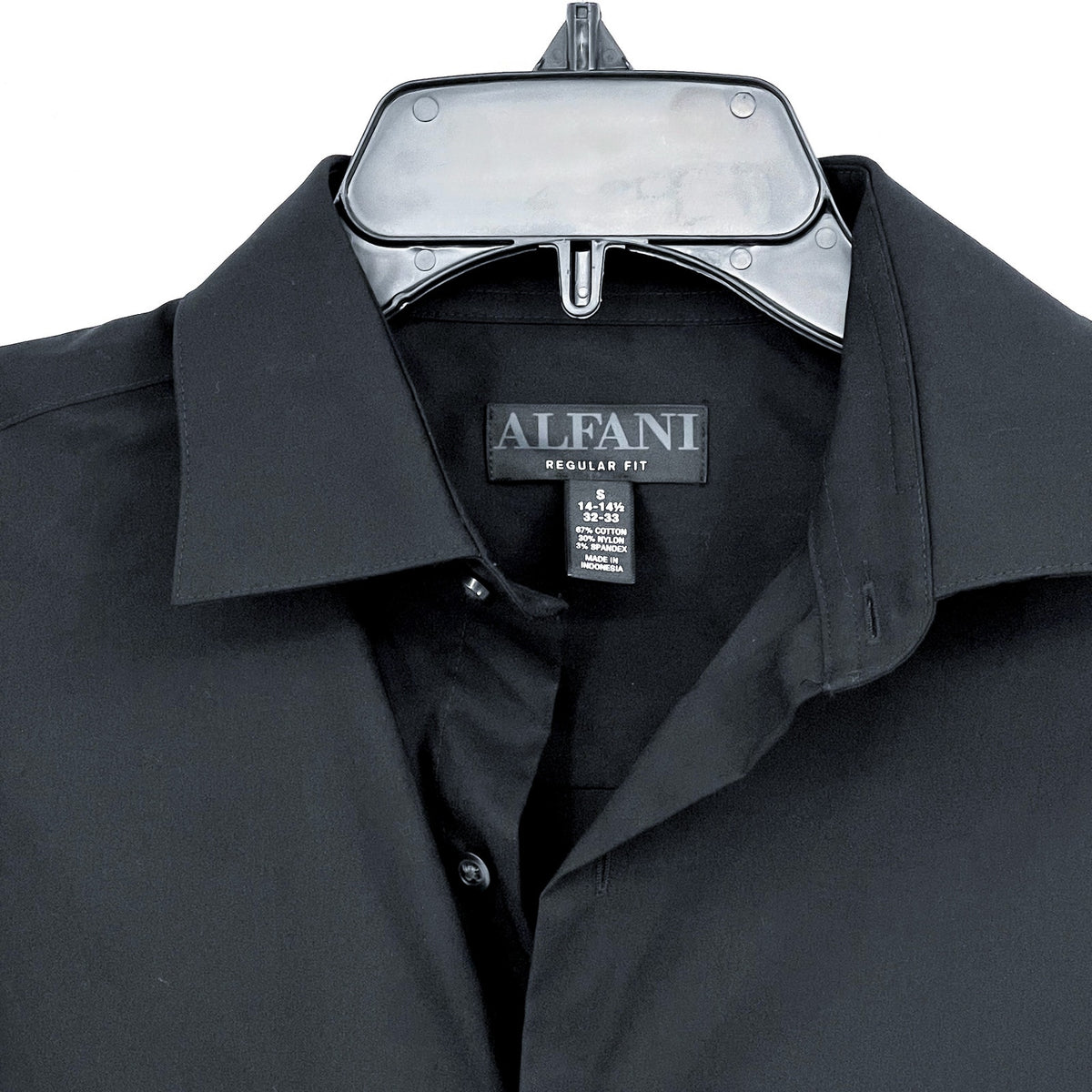 ALFANI Men's Regular-Fit Button Down Dress Shirt Small Black Long Sleeve NWT