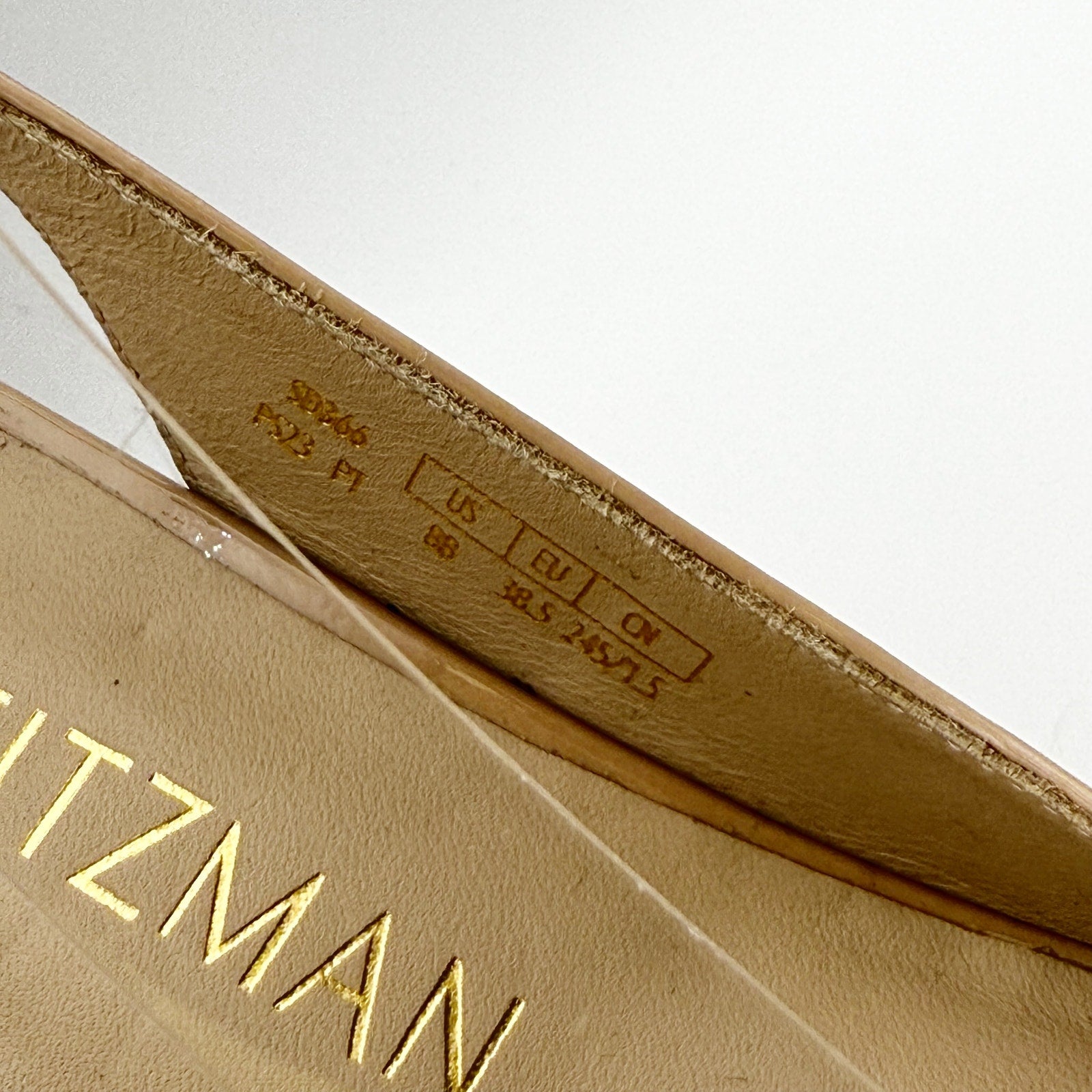 Stuart Weitzman Womens Curve Block Slingback Heels US 8 Nude Patent Leather NWOB