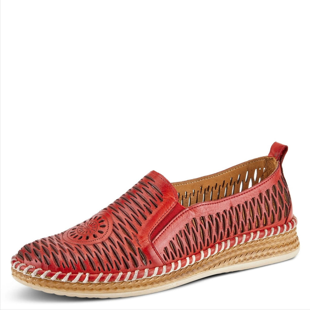 Spring Step Womens Newday Shoes EU 41 US 9.5-10 Red Leather Slip On Flats NIB
