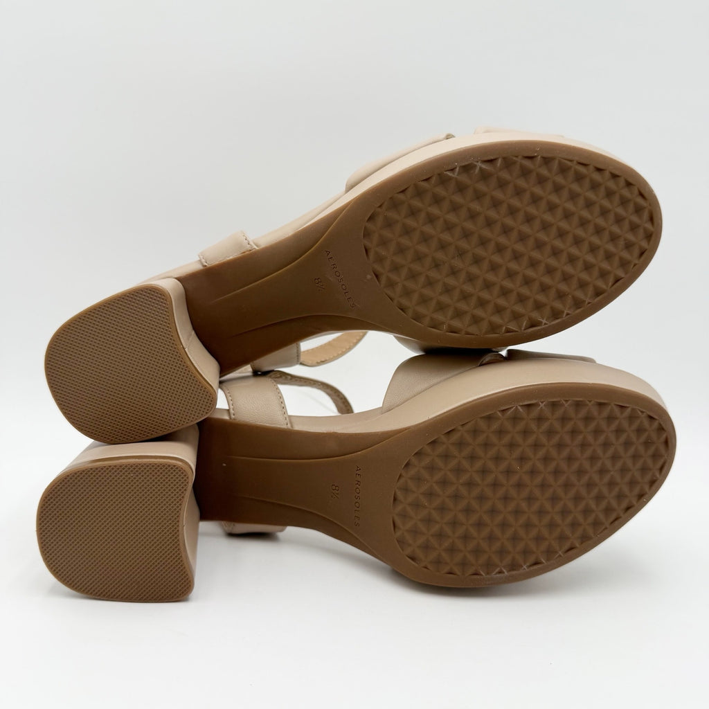 Aerosoles Womens Cosmos Platform Sandals Size 8.5 M Beige NWOB