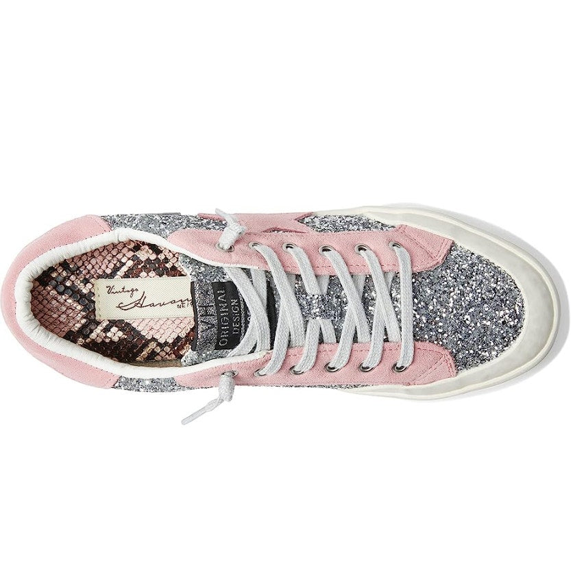 Vintage Havana Womens Ilana Sneakers US 5.5 M Pink Silver Glitter Suede NWOB