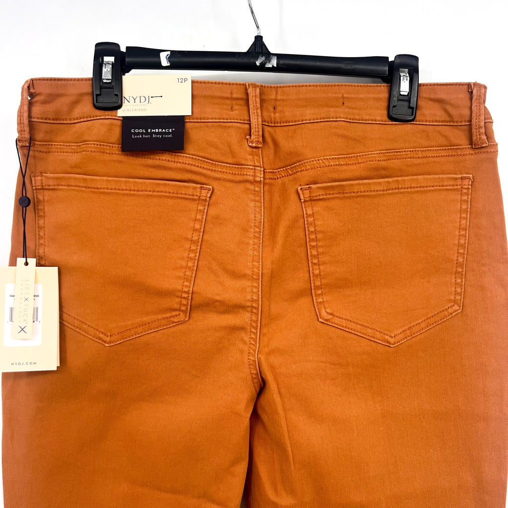 NYDJ Womens Margot Girlfriend Jeans Size 12 PETITE Rust Brown NWT