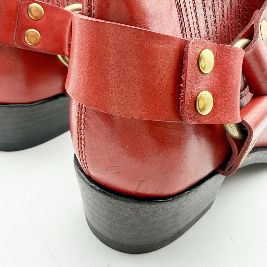 RE/DONE Womens Cavalry Ankle Boots EU 40 US 10 Red Leather NWOB