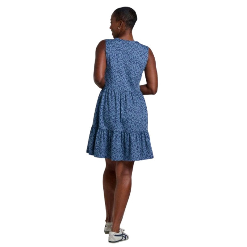 TOAD & CO Women's Marley Tiered Tank Dress Medium Blue Floral Tonal Print NWT