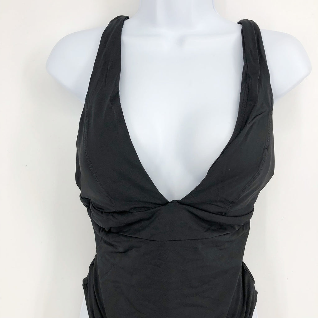 ANDIE SWIM Sardinia One Piece Swimsuit Size XL Flat Black Plunge V-Neck