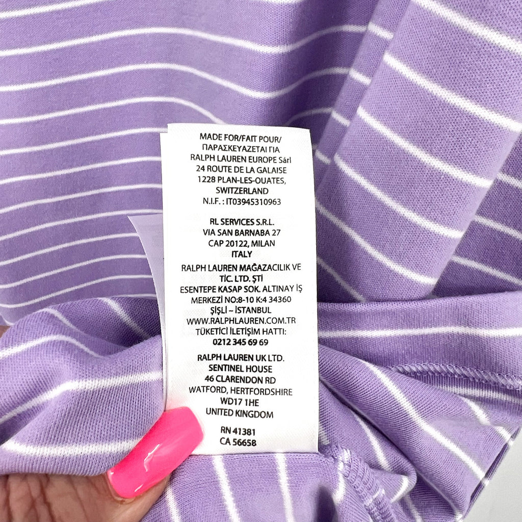POLO RALPH LAUREN Classic-Fit Polo Shirt XXL Purple White Stripe Soft Cotton NWT