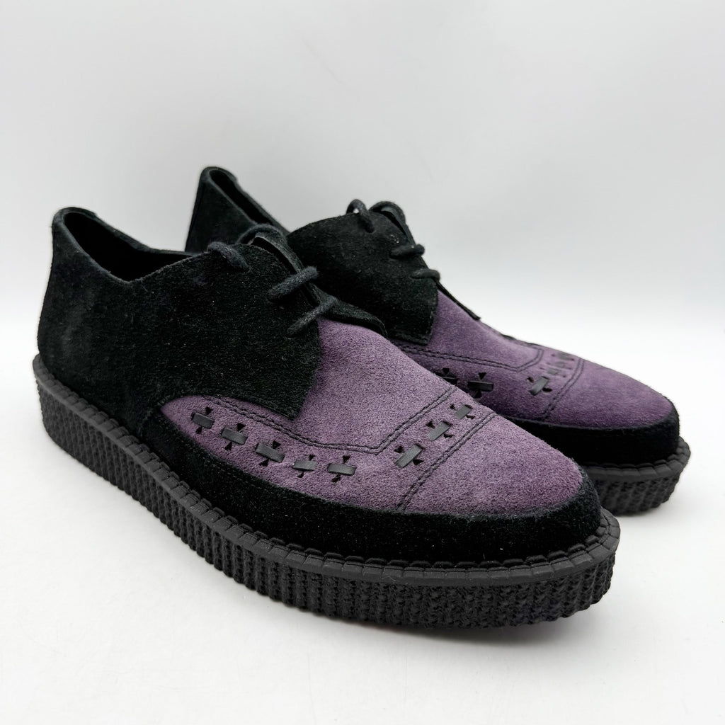 RE/DONE Women Creeper Oxford Shoe EU 40 US 10 Black Purple Suede Platform NWOB