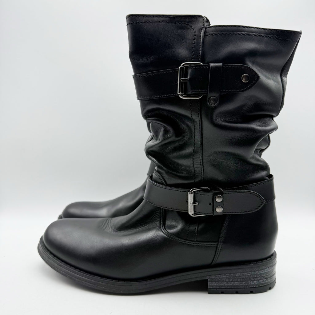 Eric Michael Womens Noelle Motorcycle Boots EU 42 US 11.5-12 Black Leather NWOB