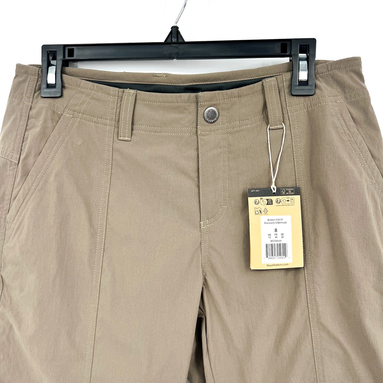 ROYAL ROBBINS Women's Discovery Bermuda Shorts Size 8 Falcon Brown NWT