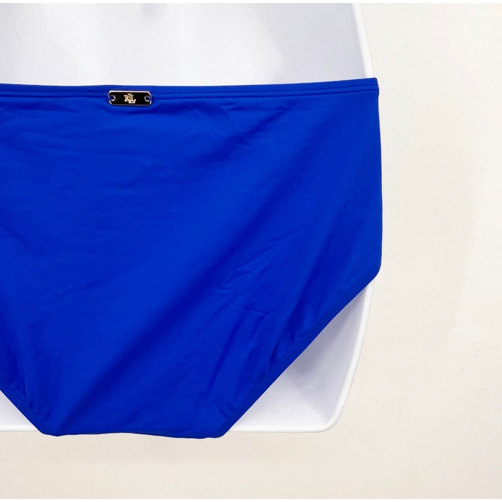 LAUREN RALPH LAUREN Women's Hipster Bikini Bottoms Size 12 Blue Beach Club NWT