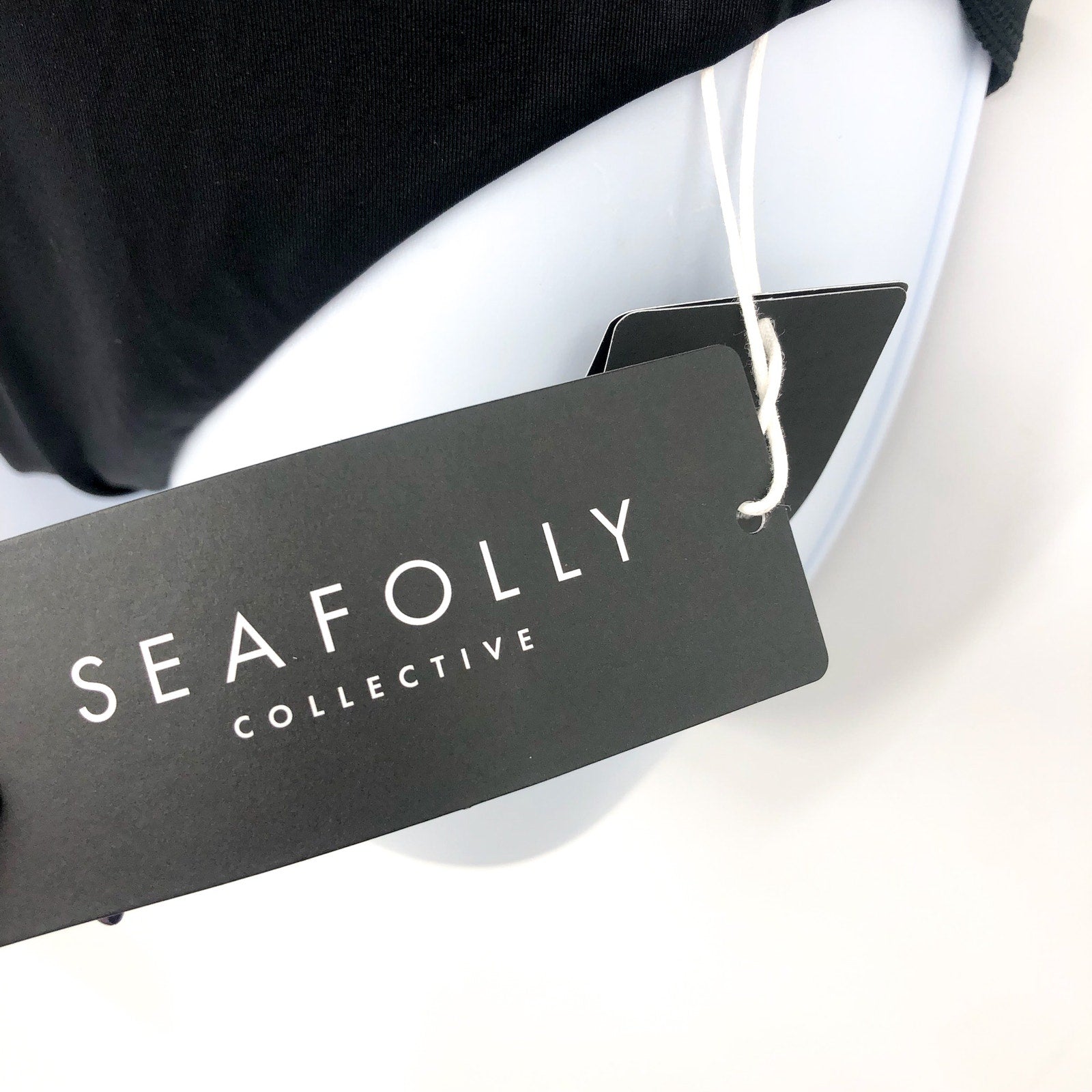 SEAFOLLY Collective Cross Back One Piece Swimsuit Size 6 Black Deep V Neck NWT