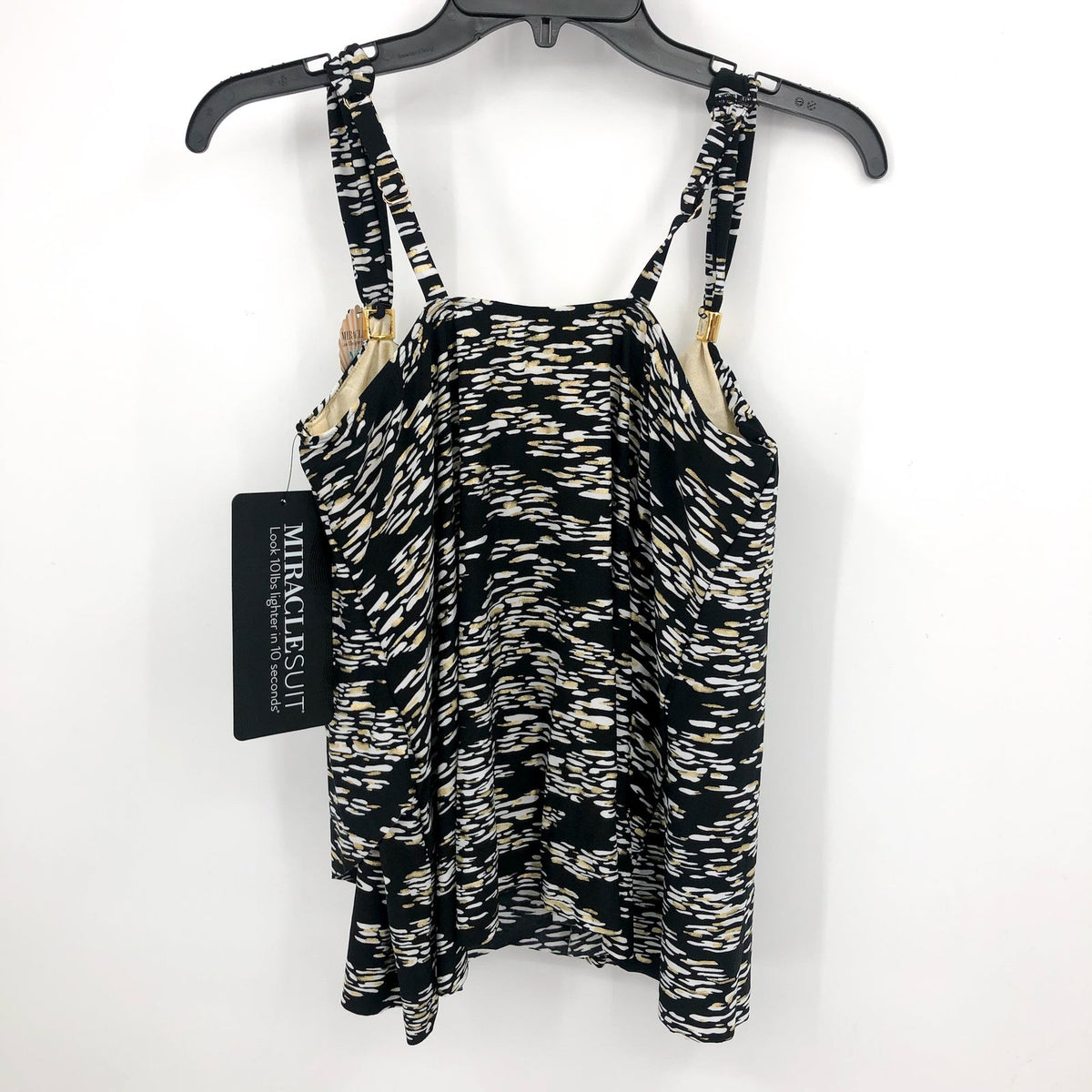 MAGICSUIT Women's Zari Dazzle Tankini Top Size 8 Black White Print Swimsuit NWT