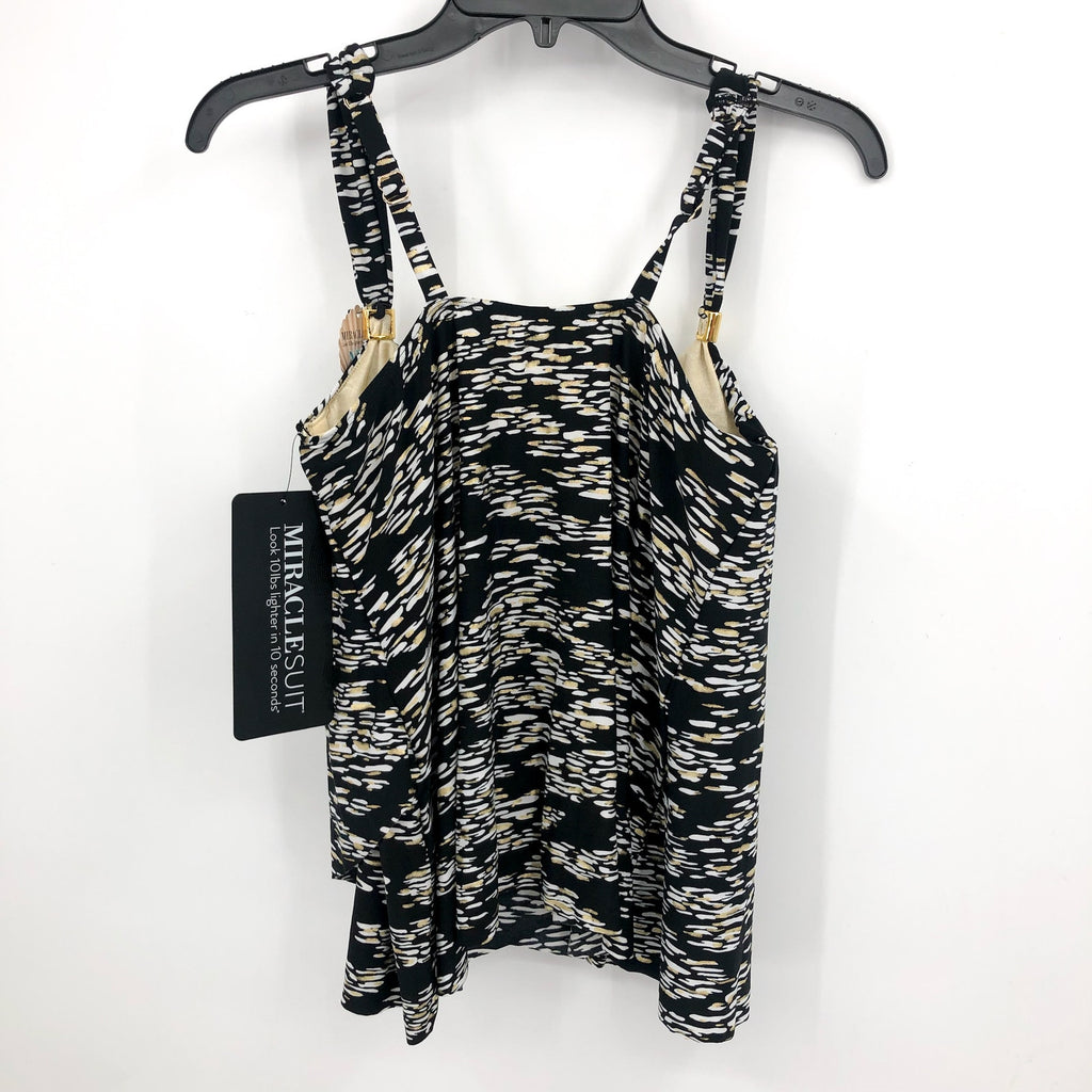 MAGICSUIT Women's Zari Dazzle Tankini Top Size 8 Black White Print Swimsuit NWT
