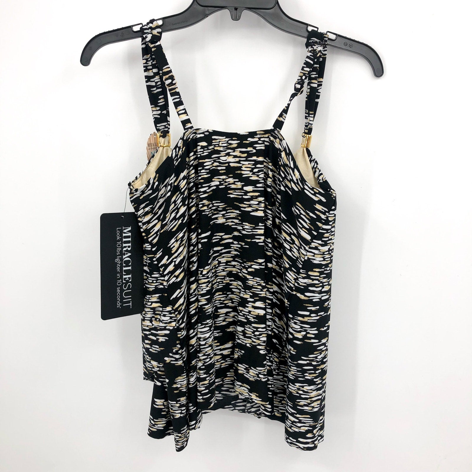 MAGICSUIT Women's Zari Dazzle Tankini Top Size 8 Black White Print Swimsuit NWT