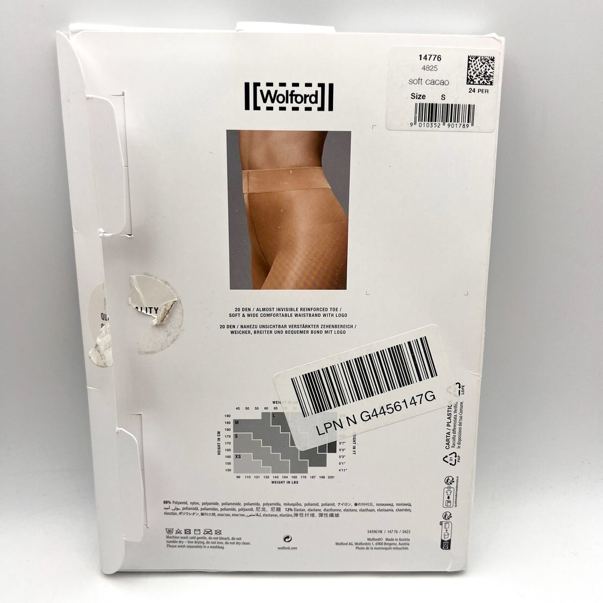 WOLFORD Women's Satin Touch 20 Tights Small Black Soft Cacao Shimmering NWT