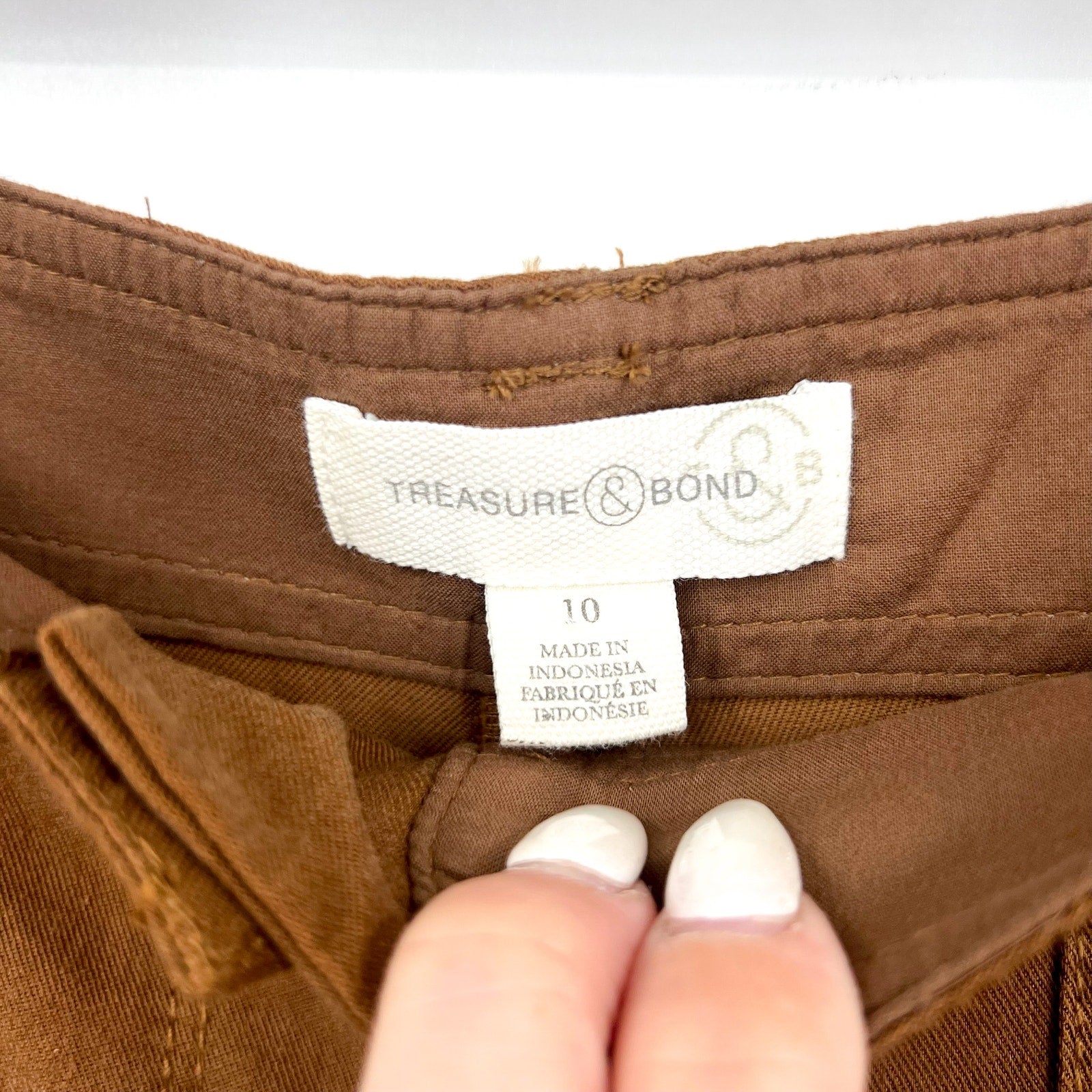 TREASURE AND BOND Womens Cotton Blend Utility Pants Size 10 Brown Trouser NWT