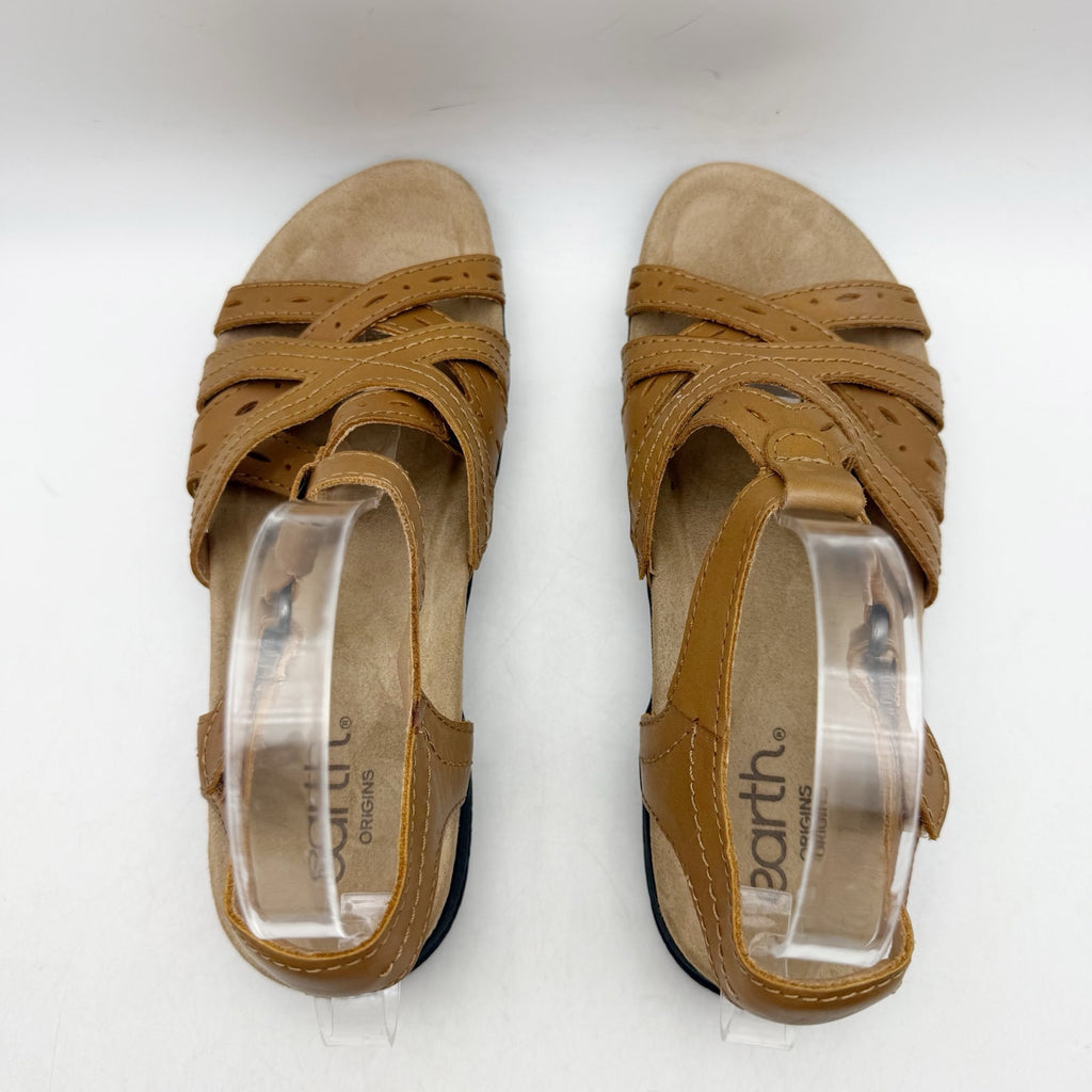 Earth Origins Womens Sellie Sandals Size 7 Brown Leather Criss Cross NWOB