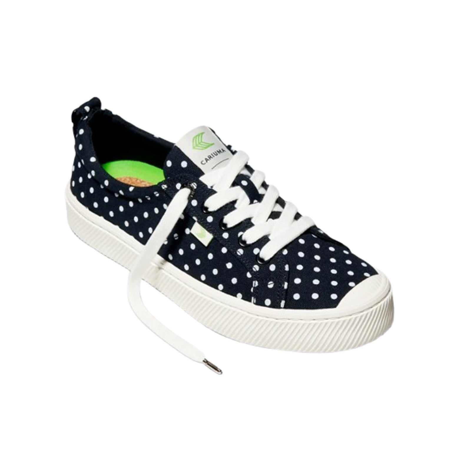 Cariuma Womens OCA Low Sneakers Size 7 Black White Polka Dot Canvas NIB
