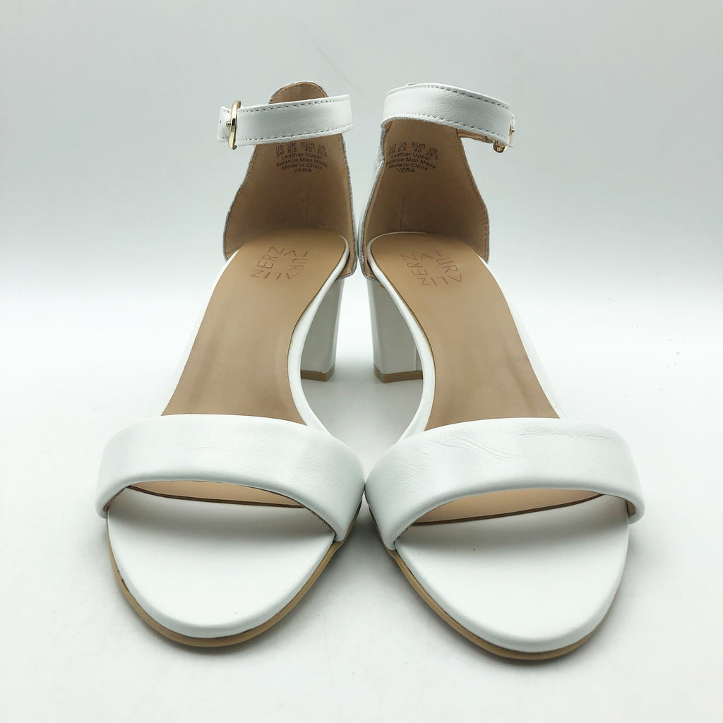 Naturalizer Womens Vera Sandals Size 6 Wide EU 36 White Block Heel NIB