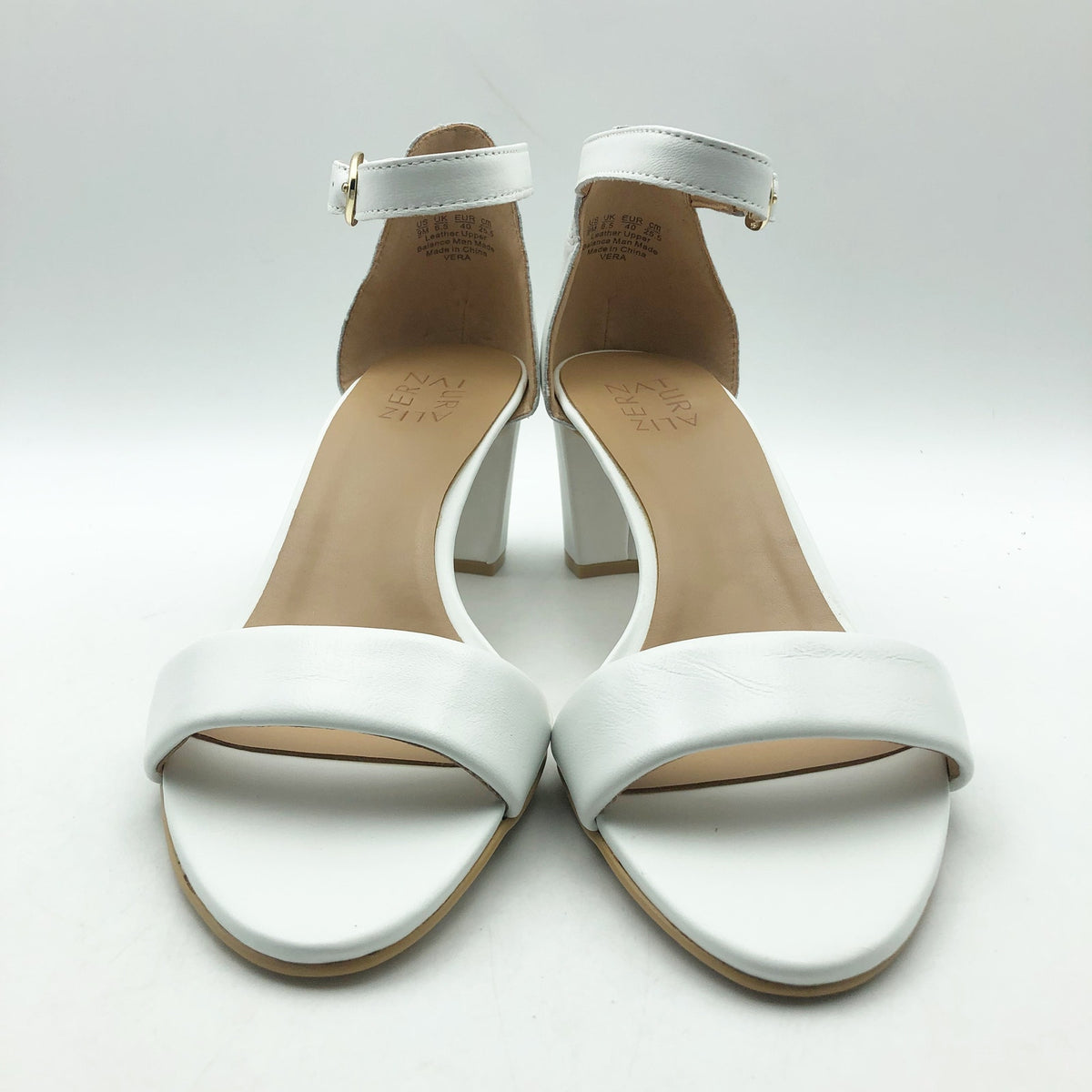 Naturalizer Womens Vera Sandals Size 6 Wide EU 36 White Block Heel NIB