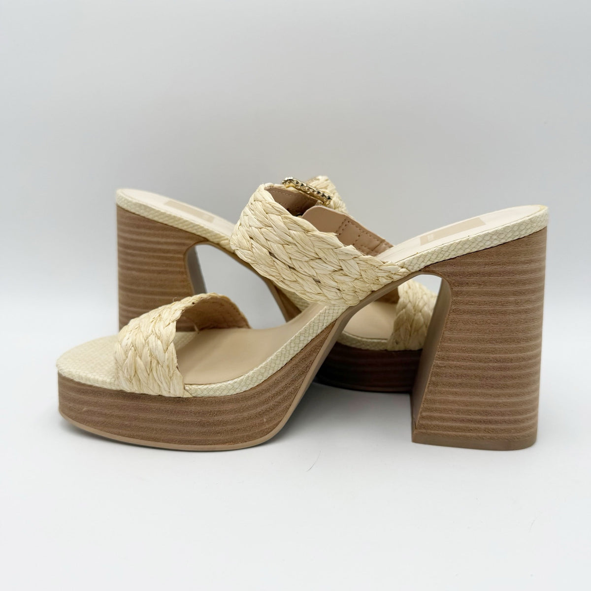 Dolce Vita Womens Landry Heeled Sandals SIZE 8.5 M Vanilla Raffia Cream NWOB