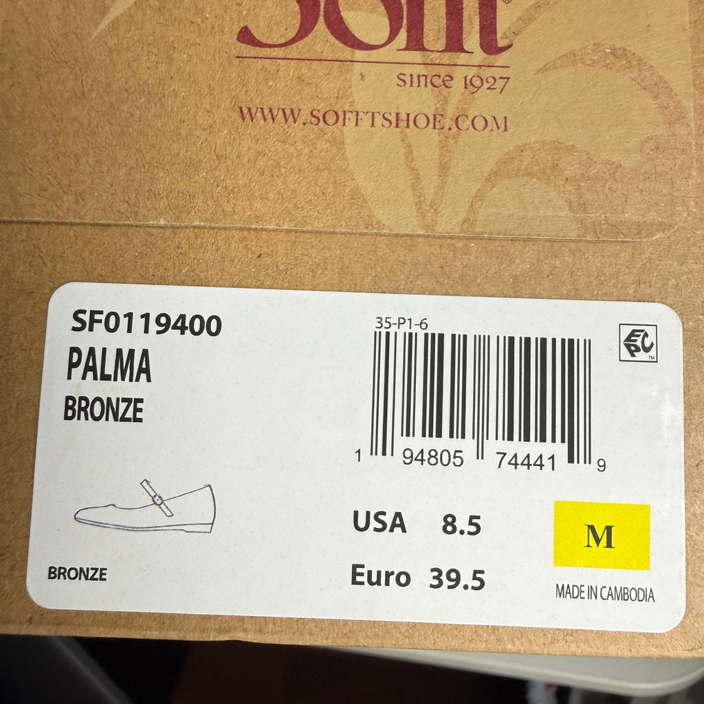 Sofft Womens Palma Mary Jane Flats Size 8.5 EU 39.5 Bronze Metallic Leather NIB