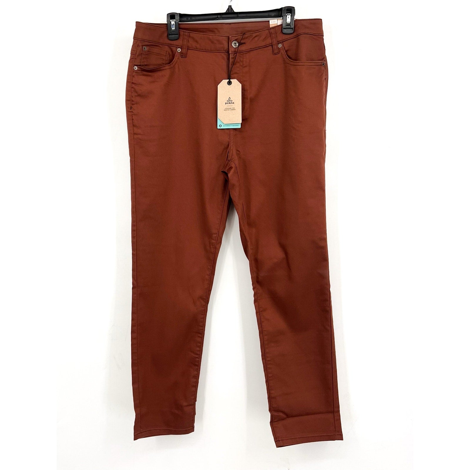 PRANA Women's Kayla Skinny Jeans Size 16 34x30 Brown High Rise Stretch NWT